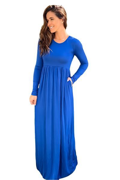 Long Sleeve Round Neck Maxi Dress - Styledd by L&M