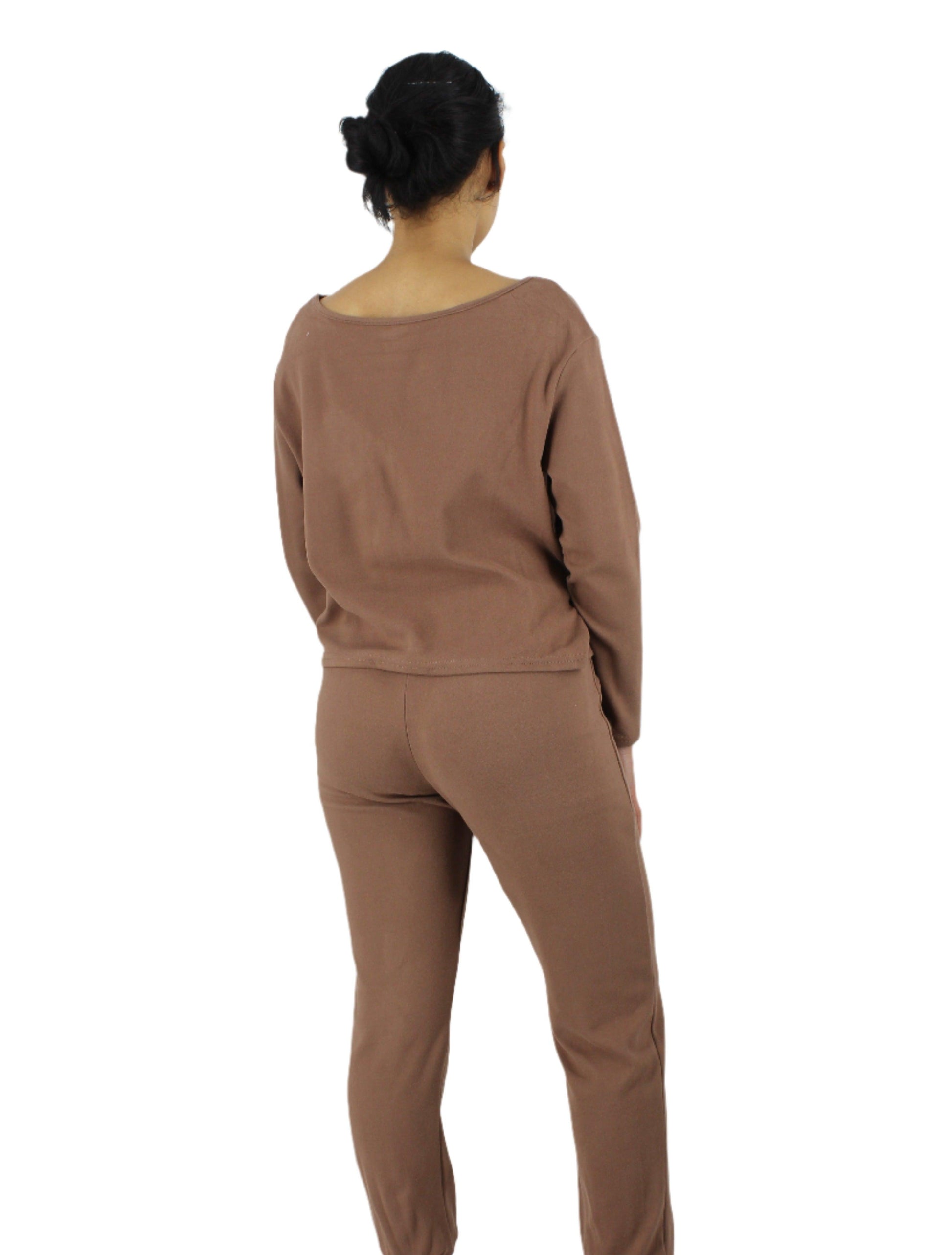 2PC Regular Sleeve Crop Top and Sweatpants Loungwear Set - Styledd by L&M