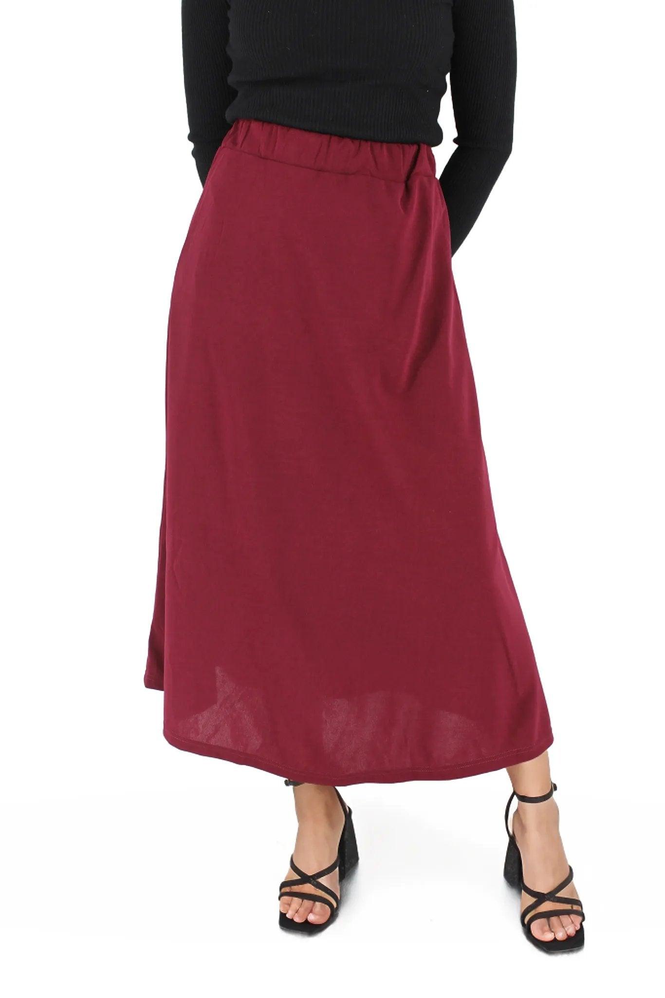 A-Line Midi Skirt With Pockets - Styledd by L&M