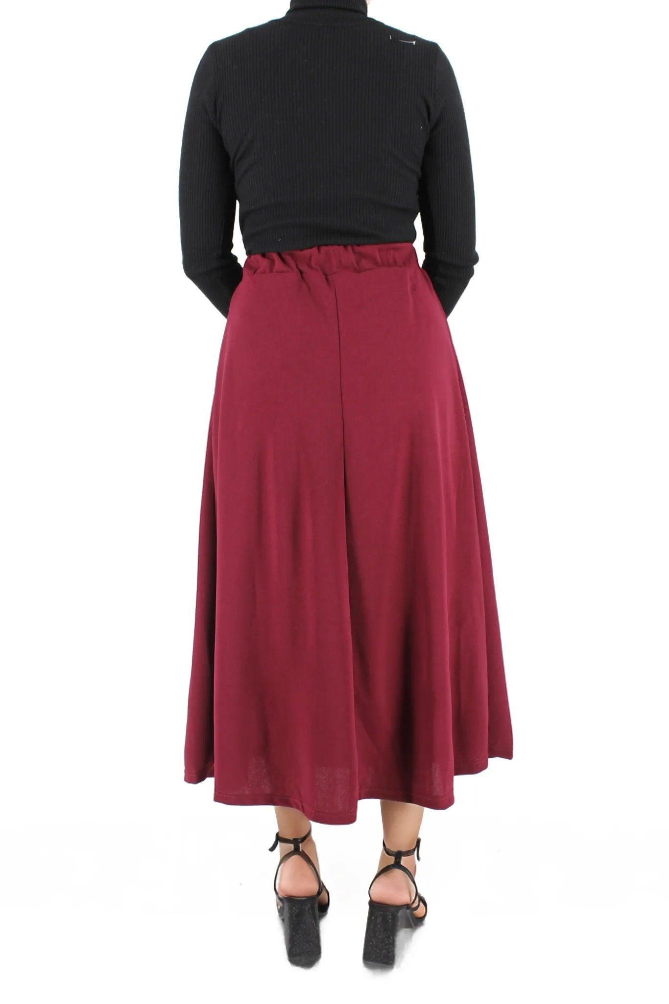 A-Line Midi Skirt With Pockets - Styledd by L&M