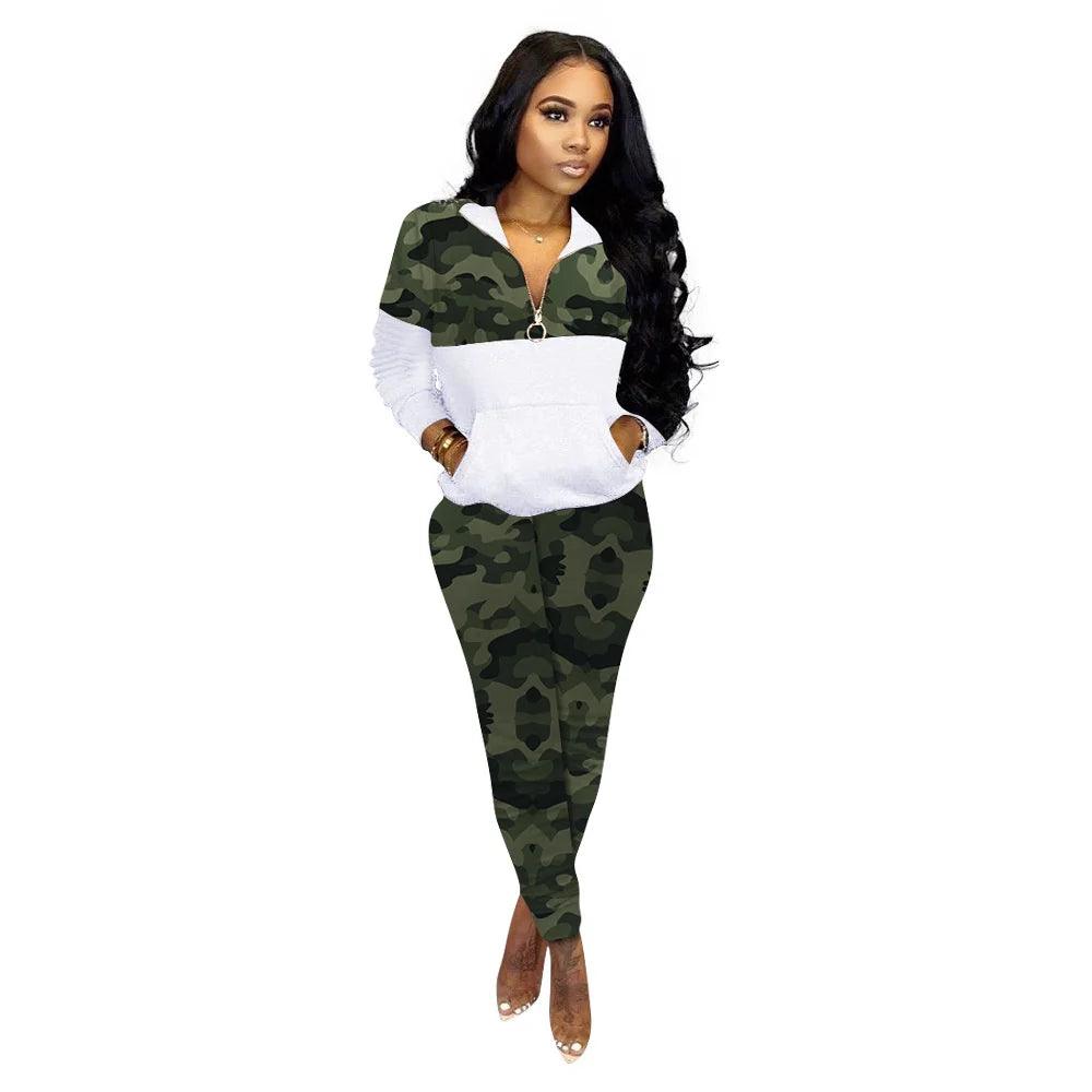 Army Two Toned Tracksuit Gym Set - Styledd by L&M