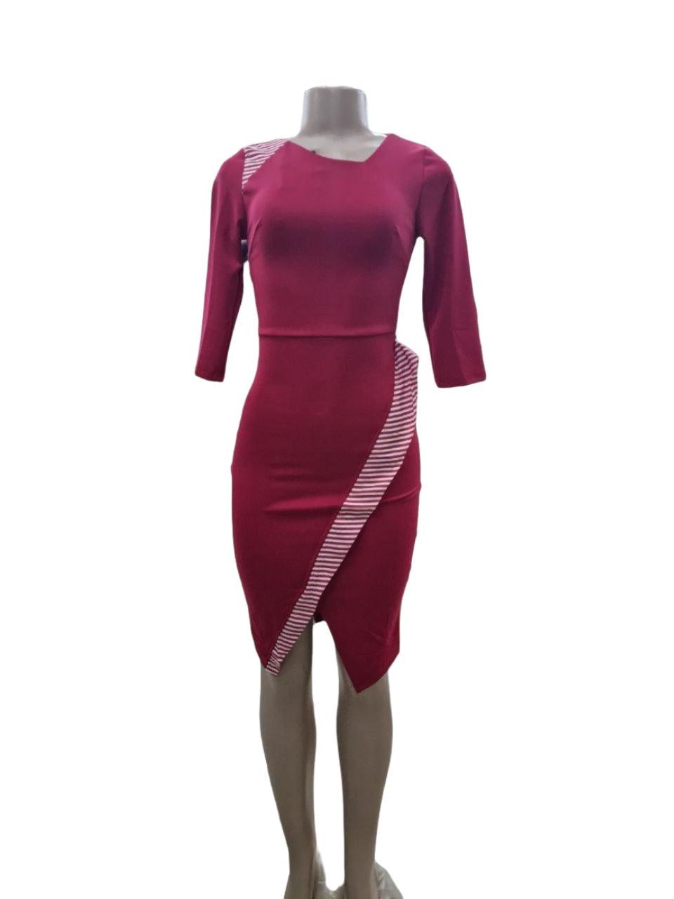 Asymmetrical Three Quarter Sleeve Bodycon Midi Dress - Styledd by L&M