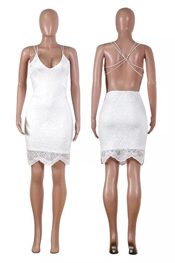 Backless Lace Patchwork Bodycon Club Dress - Styledd by L&M