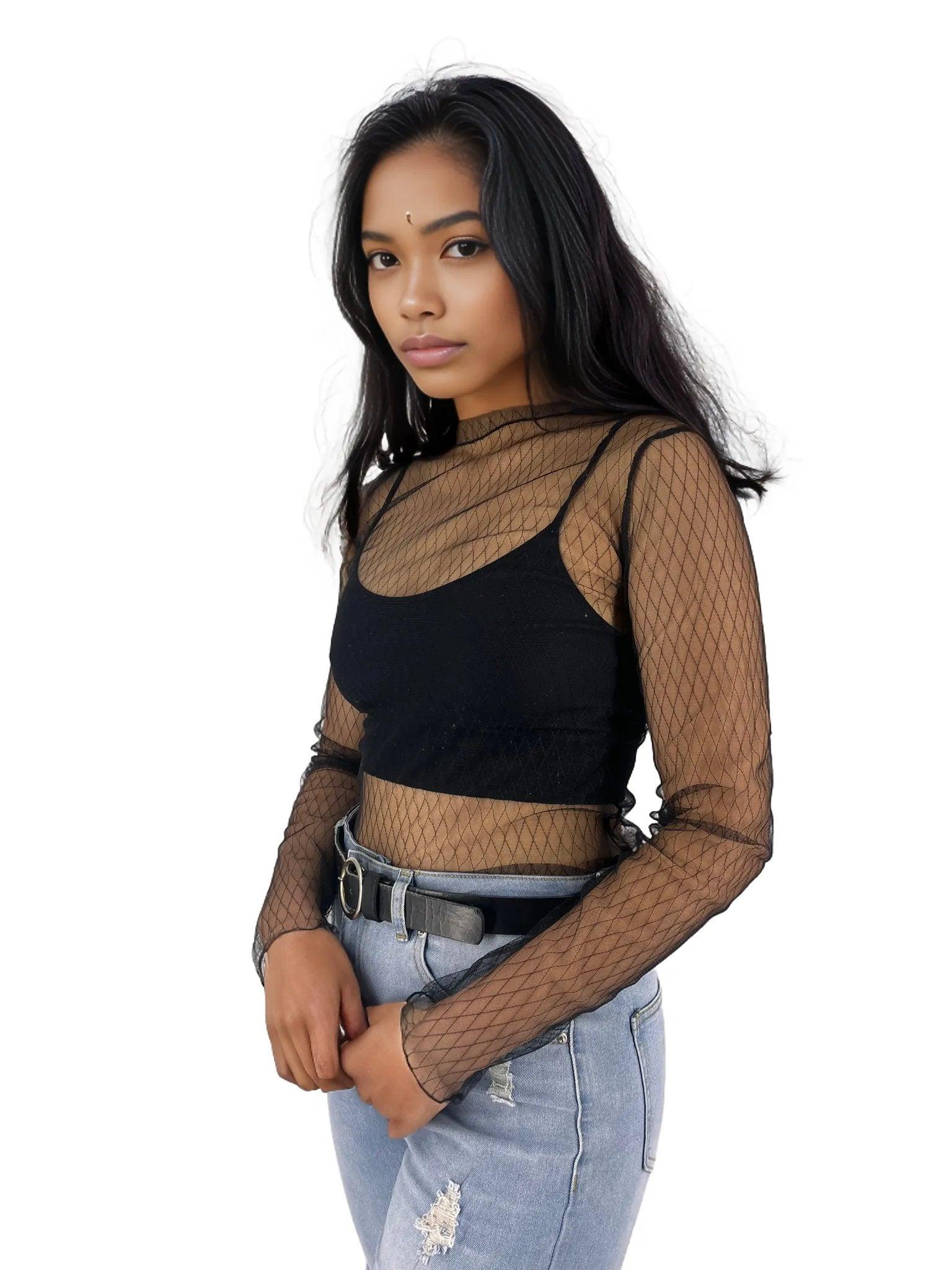 Basic Sheer Mesh T Shirts - Styledd by L&M