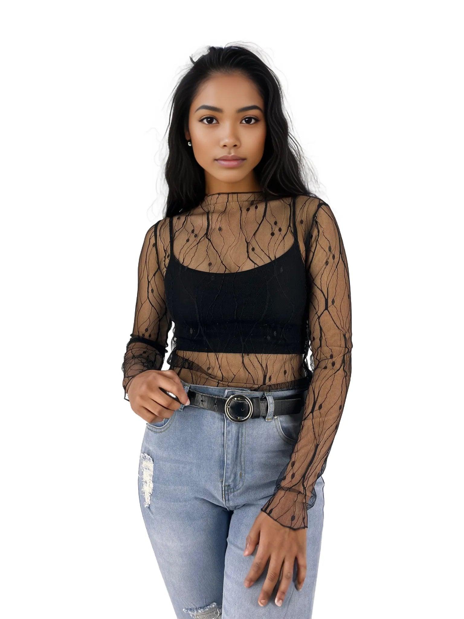 Basic Sheer Mesh T Shirts - Styledd by L&M