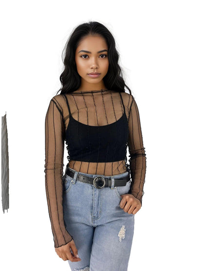 Basic Sheer Mesh T Shirts - Styledd by L&M