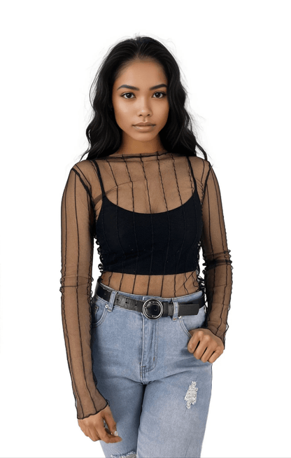 Basic Sheer Mesh T Shirts - Styledd by L&M