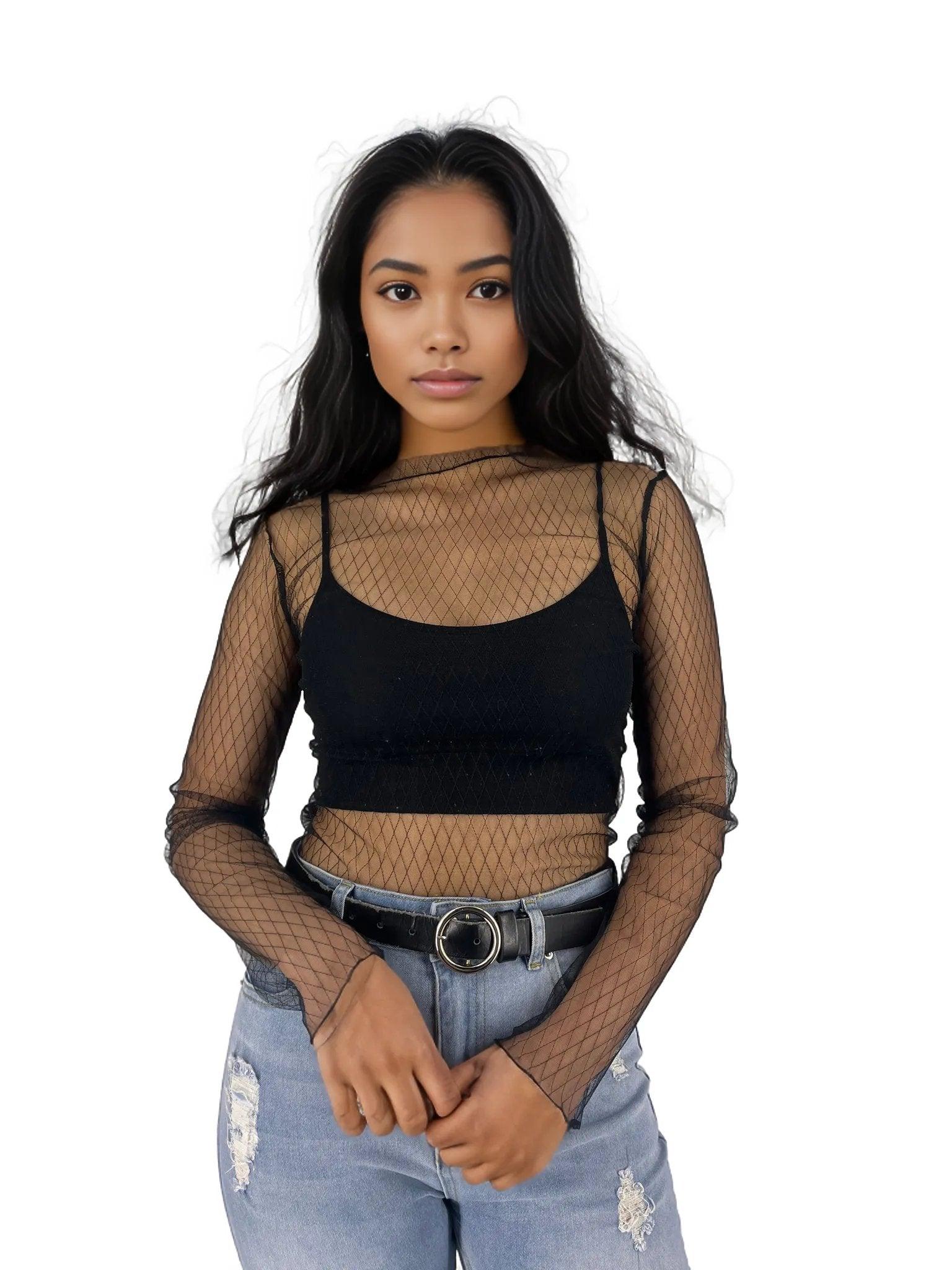 Basic Sheer Mesh T Shirts - Styledd by L&M