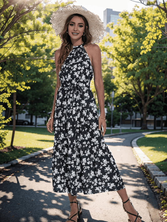 Bohemian Summer Maxi Dress with Belt - Styledd by L&M