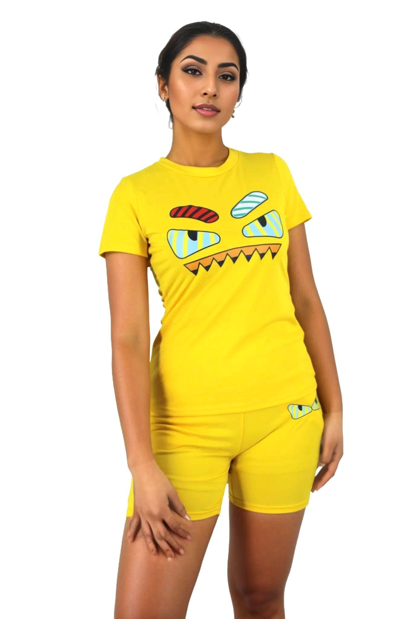 Cartoon Monster Two Piece Top and Shorts Set - Styledd by L&M