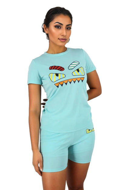 Cartoon Monster Two Piece Top and Shorts Set - Styledd by L&M