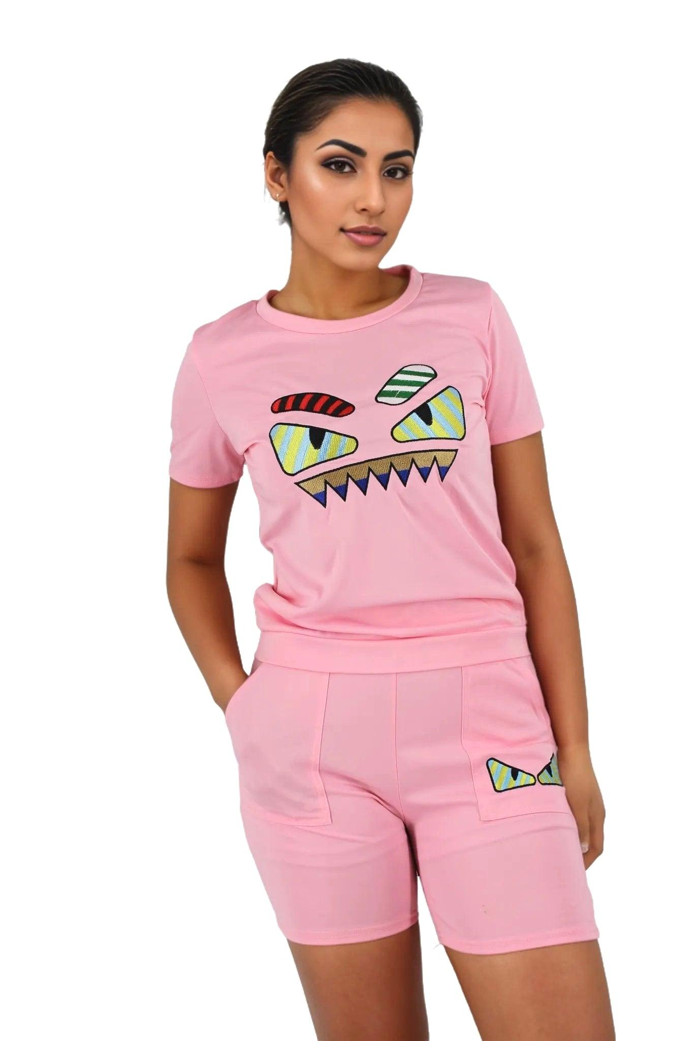 Cartoon Monster Two Piece Top and Shorts Set - Styledd by L&M