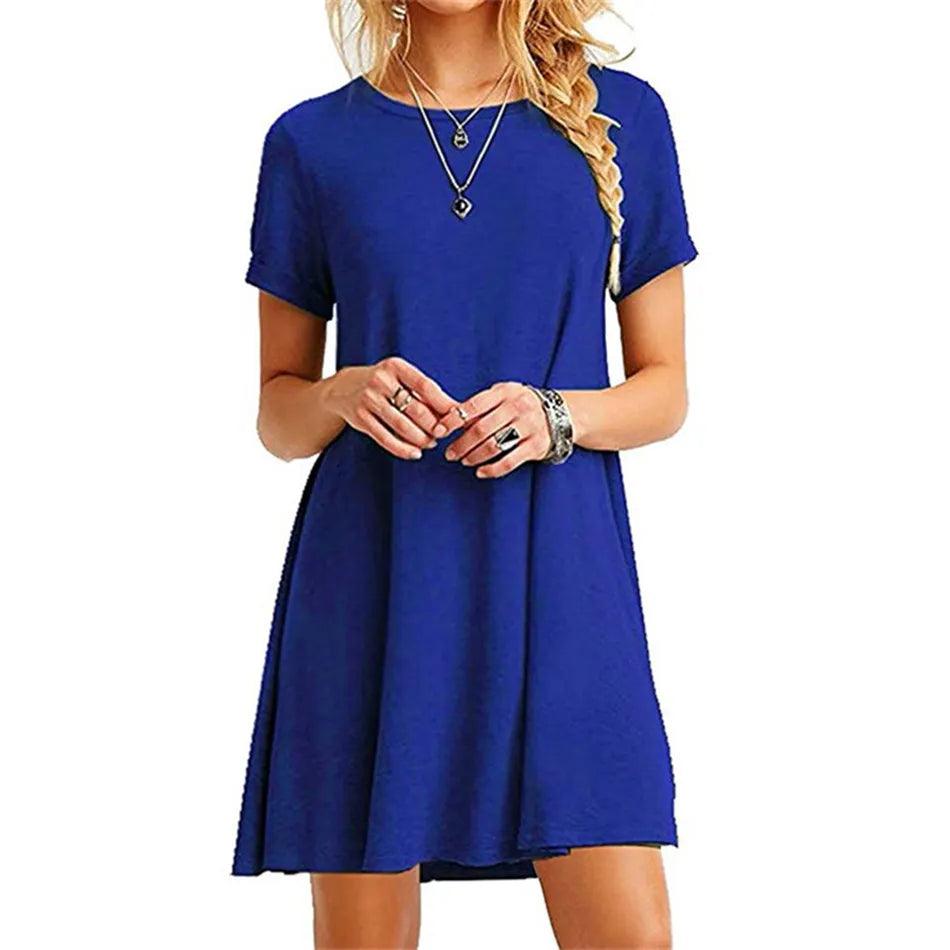 Casual Short Sleeve Mini Dress - Styledd by L&M