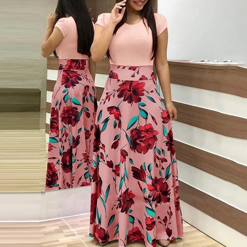 Casual printed maxi long dress - Styledd by L&M