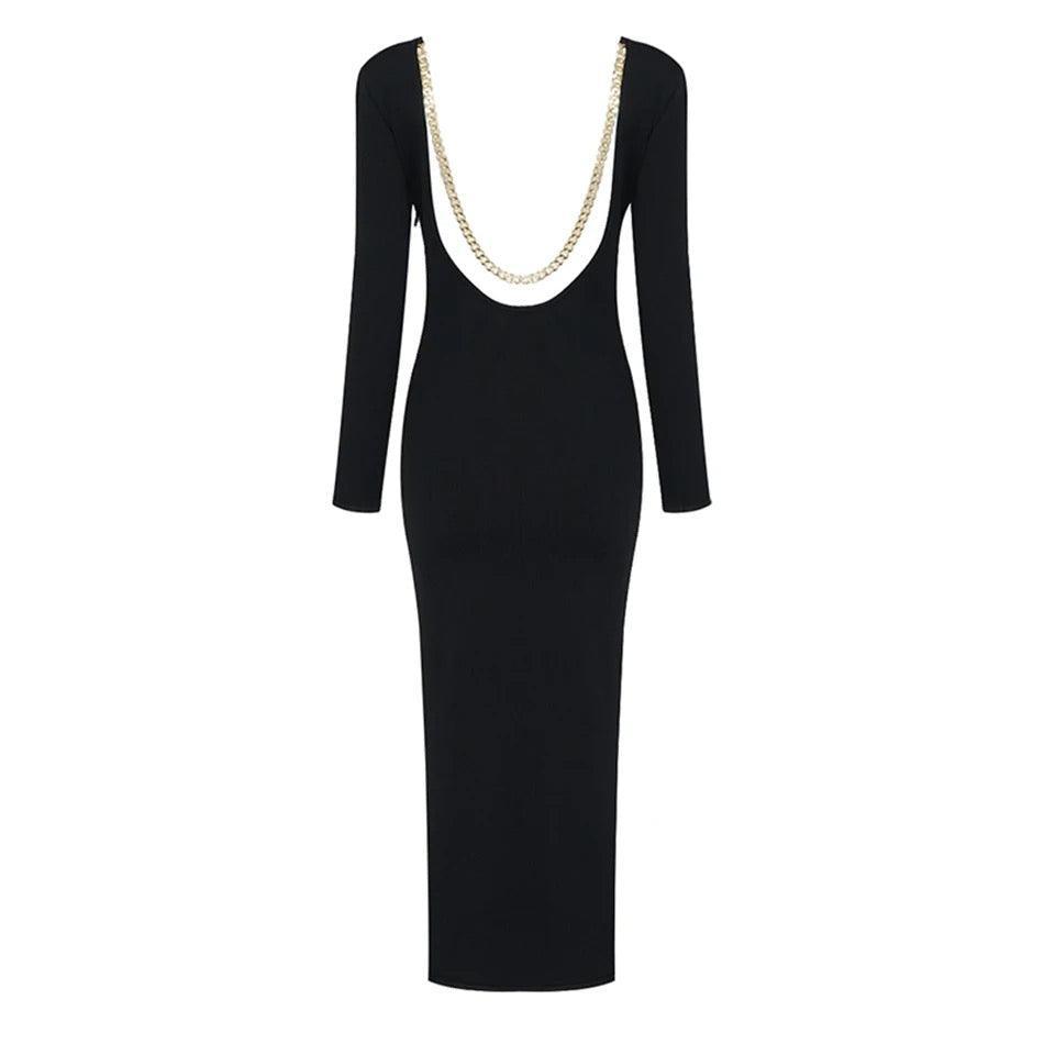 Chain Backless Knitted Dress - Styledd by L&M