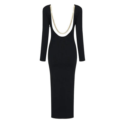 Chain Backless Knitted Dress - Styledd by L&M