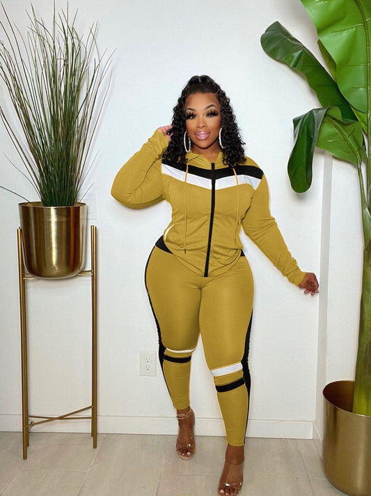 Colour Block Zipper Gym Tracksuit Set - Styledd by L&M