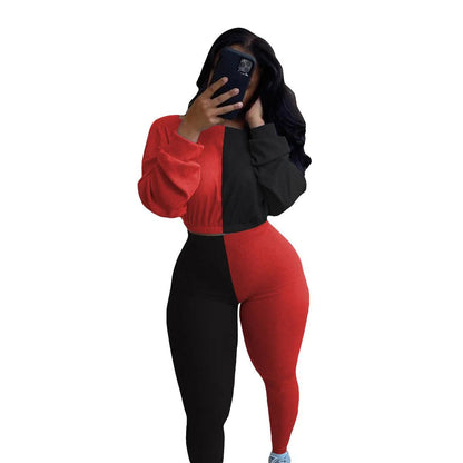 Crop Top Colourblock Two Piece Tracksuit set - Styledd by L&M