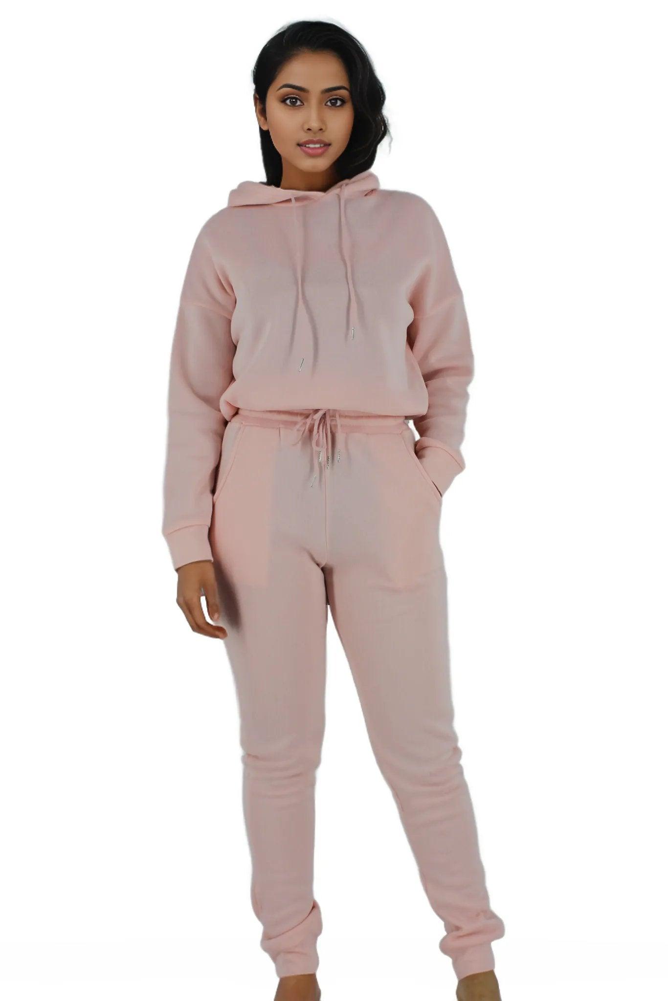 Cropped Hoodie with Drawstrings and Pants Tracksuit Set - Styledd by L&M