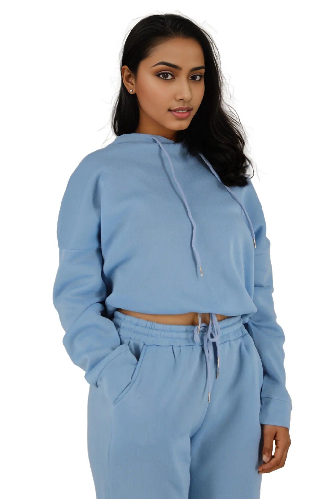 Cropped Hoodie with Drawstrings and Pants Tracksuit Set - Styledd by L&M