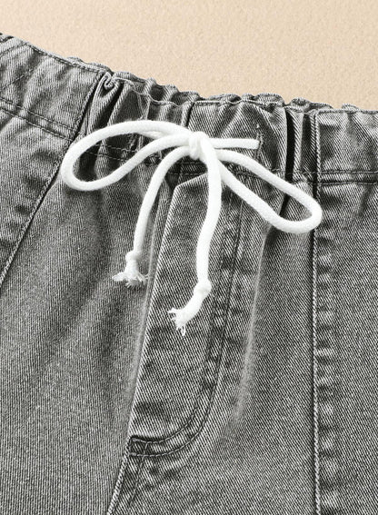 Denim Shorts with Drawstring - Styledd by L&M