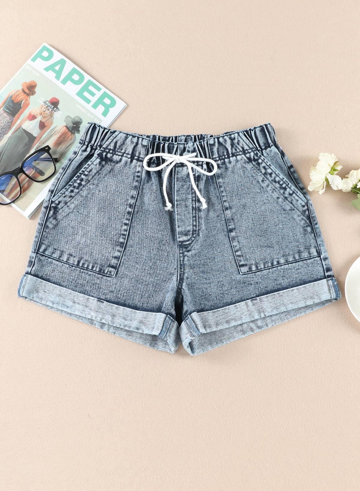 Denim Shorts with Drawstring - Styledd by L&M