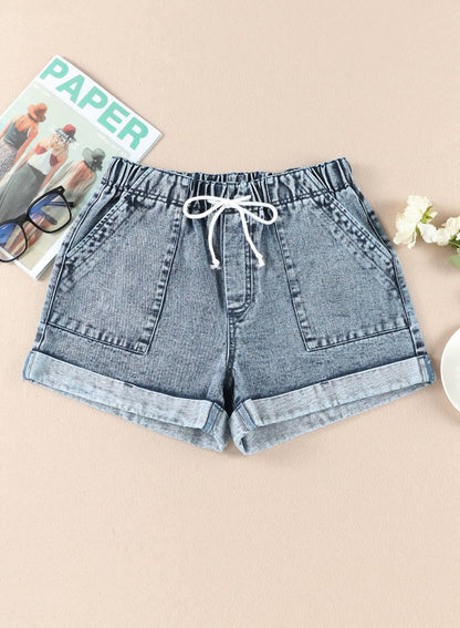 Denim Shorts with Drawstring - Styledd by L&M