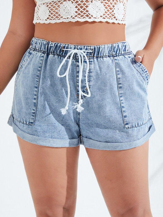 Denim Shorts with Drawstring - Styledd by L&M