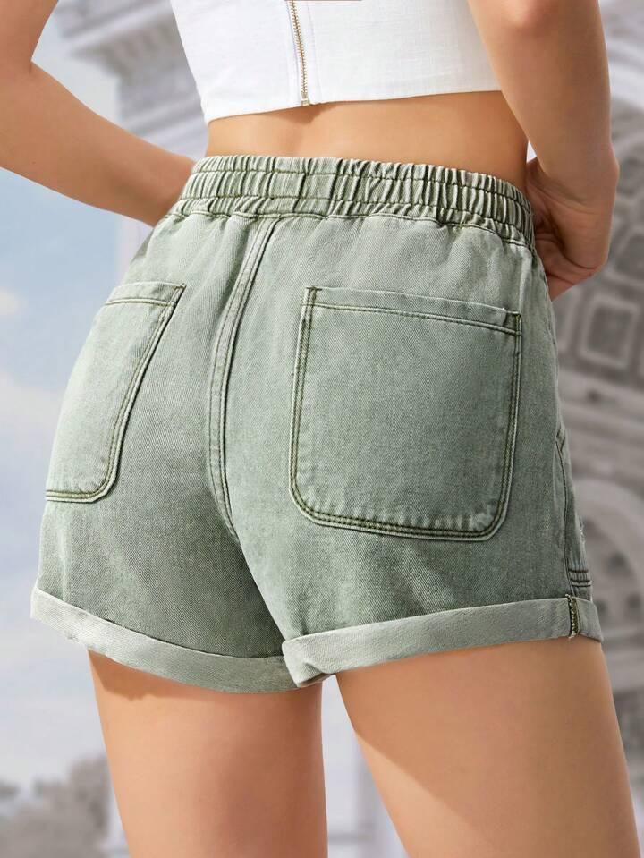 Denim Shorts with Drawstring - Styledd by L&M