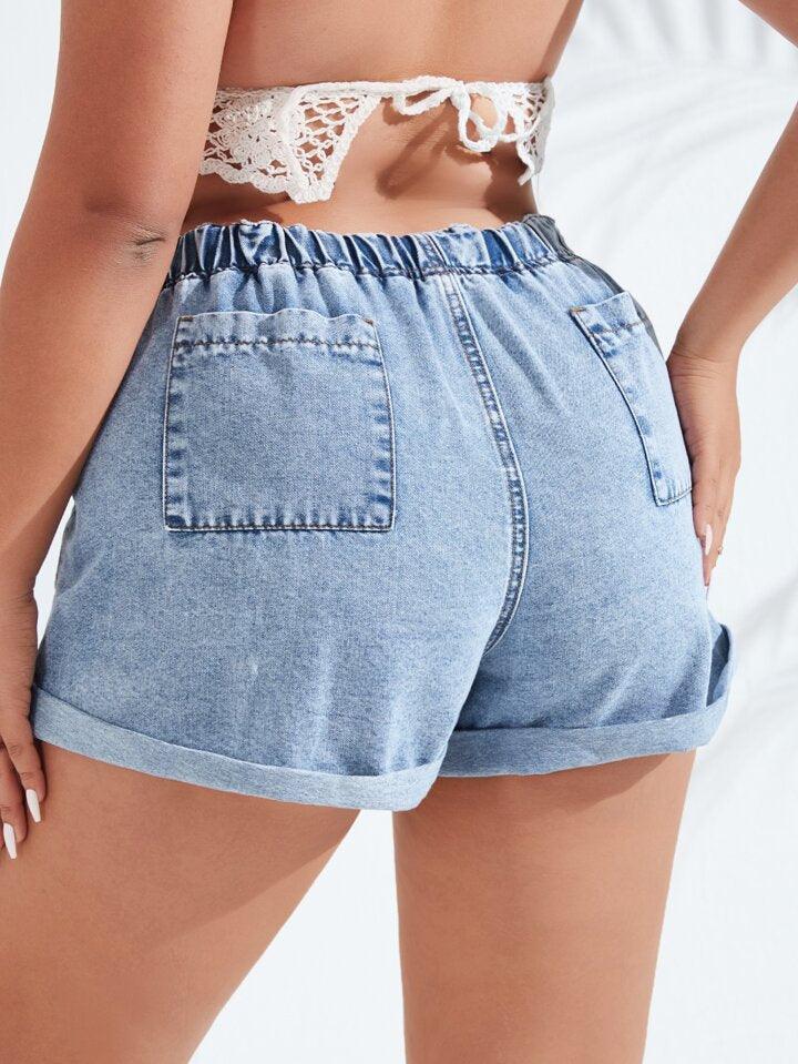 Denim Shorts with Drawstring - Styledd by L&M