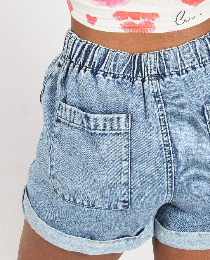 Denim Shorts with Drawstring - Styledd by L&M