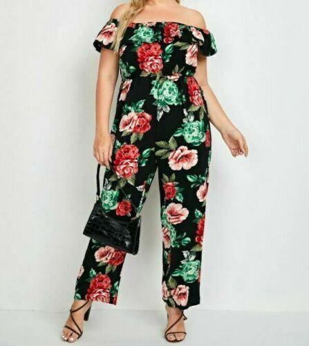 Floral Off Shoulder Curve Pants Jumpsuit - Styledd by L&M