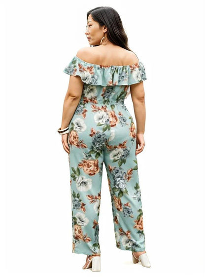 Floral Off Shoulder Curve Pants Jumpsuit - Styledd by L&M