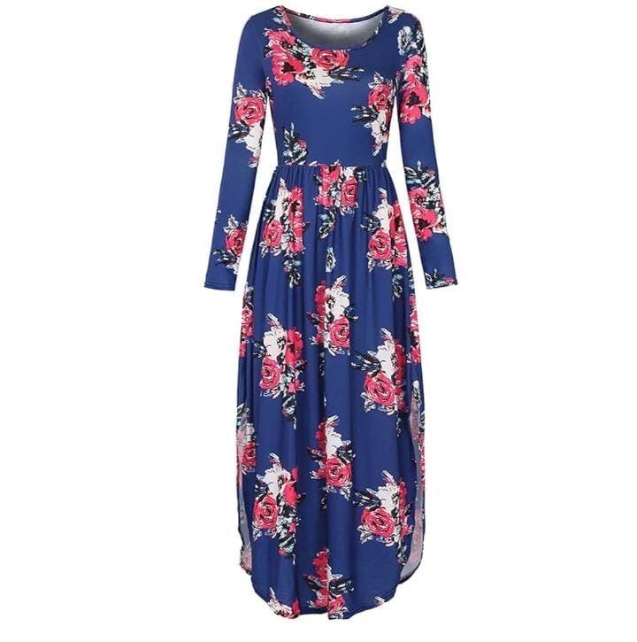 Floral Summer Long Sleeve Maxi Dress With Slits - Styledd by L&M