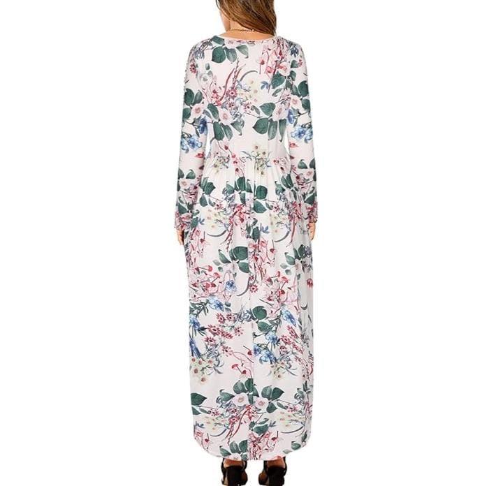 Floral Summer Long Sleeve Maxi Dress With Slits - Styledd by L&M