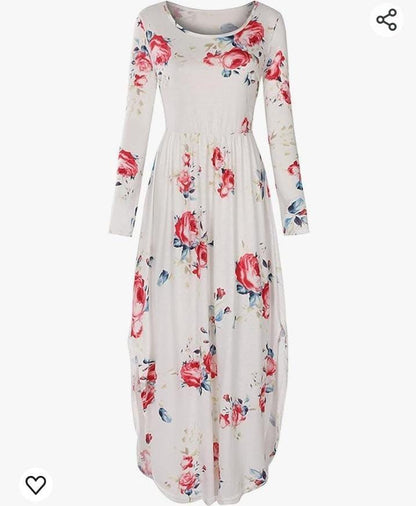 Floral Summer Long Sleeve Maxi Dress With Slits - Styledd by L&M