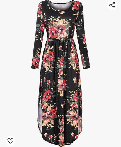 Floral Summer Long Sleeve Maxi Dress With Slits - Styledd by L&M