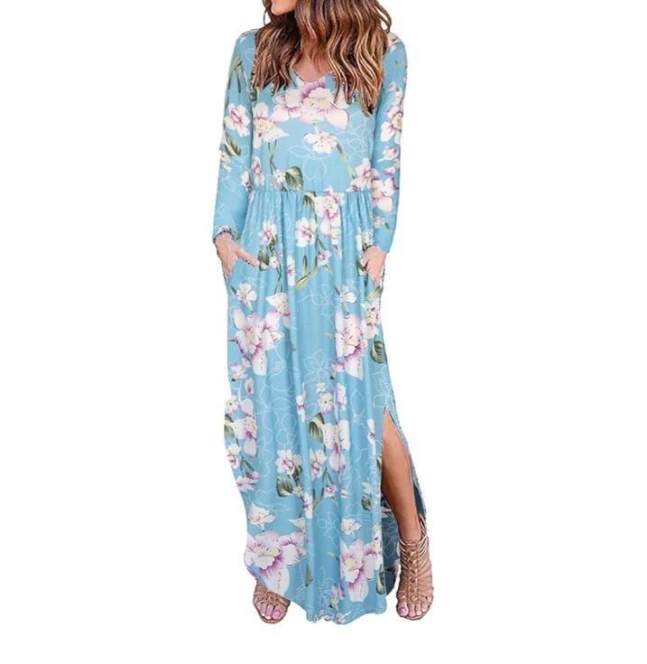 Floral Summer Long Sleeve Maxi Dress With Slits - Styledd by L&M