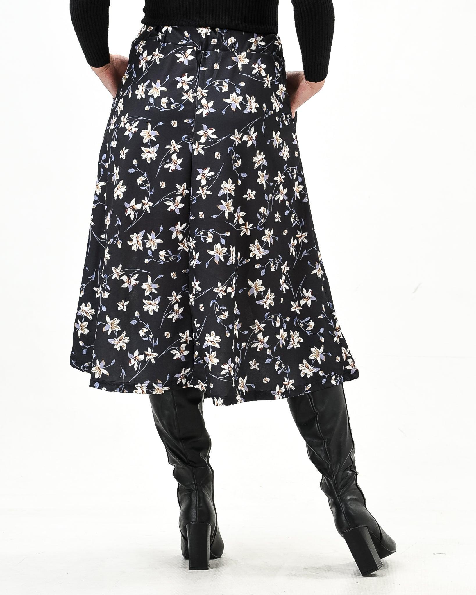 Floral midi skirt elastic waist - Styledd by L&M