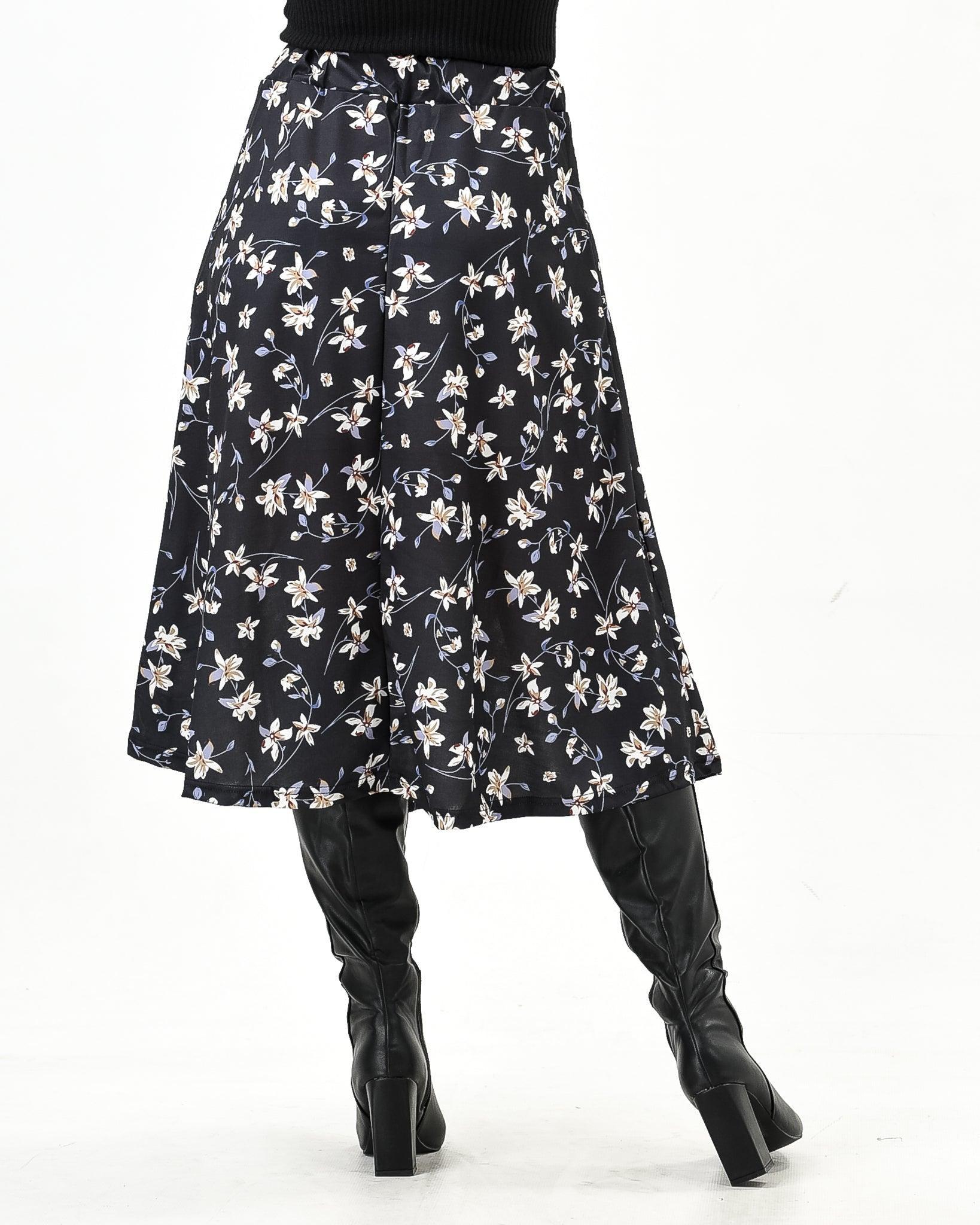 Floral midi skirt elastic waist - Styledd by L&M