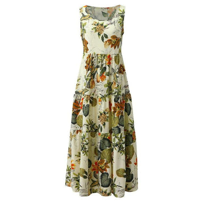 Flower Printed Loose Hem Lady Summer Dress - Styledd by L&M