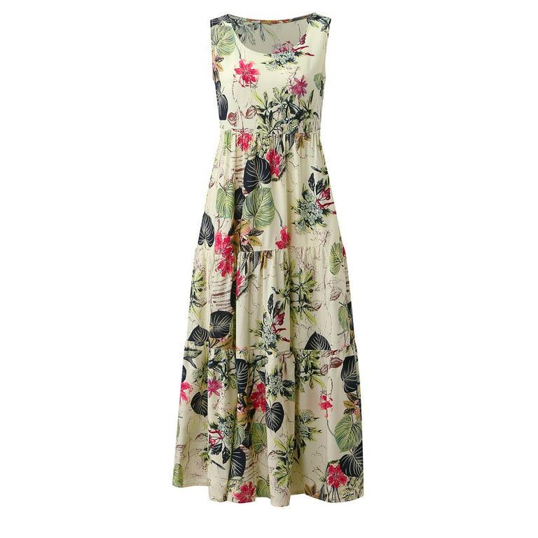 Flower Printed Loose Hem Lady Summer Dress - Styledd by L&M