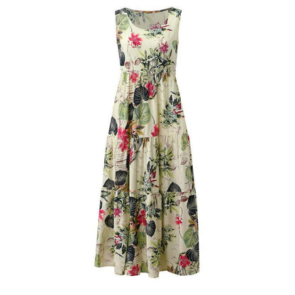 Flower Printed Loose Hem Lady Summer Dress - Styledd by L&M