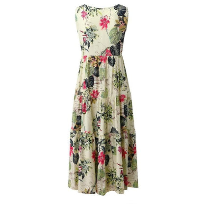 Flower Printed Loose Hem Lady Summer Dress - Styledd by L&M