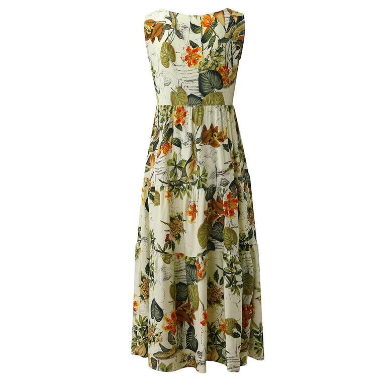 Flower Printed Loose Hem Lady Summer Dress - Styledd by L&M