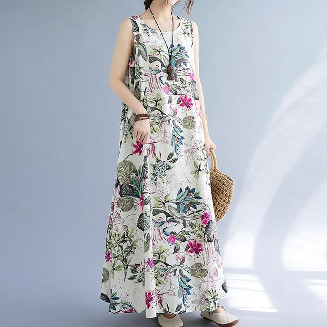 Flower Printed Loose Hem Lady Summer Dress - Styledd by L&M