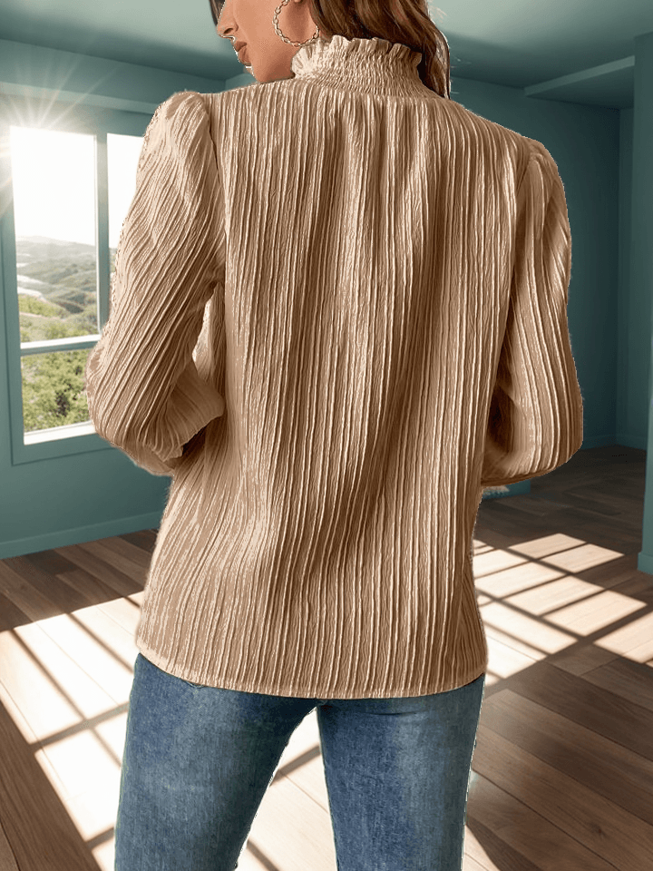 Frenchy Frill Trim Shirred Cuff Blouse - Styledd by L&M