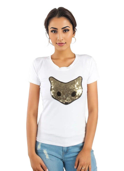 Glitter Graphic Fox T-Shirt - Styledd by L&M