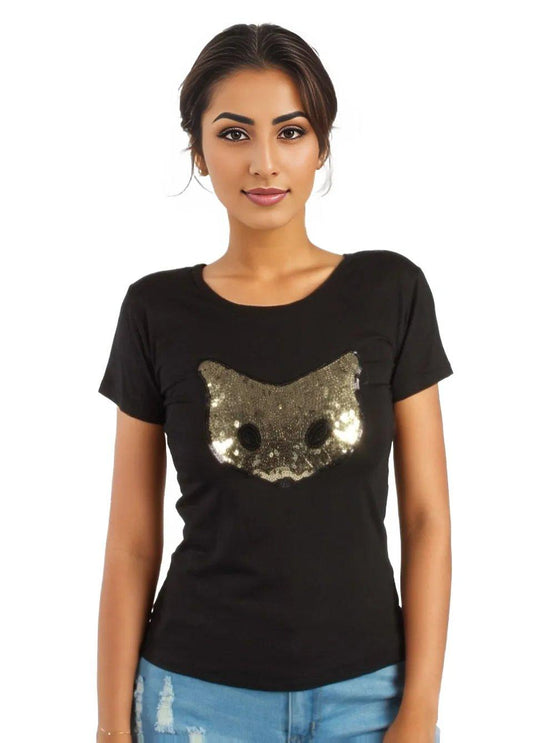 Glitter Graphic Fox T-Shirt - Styledd by L&M