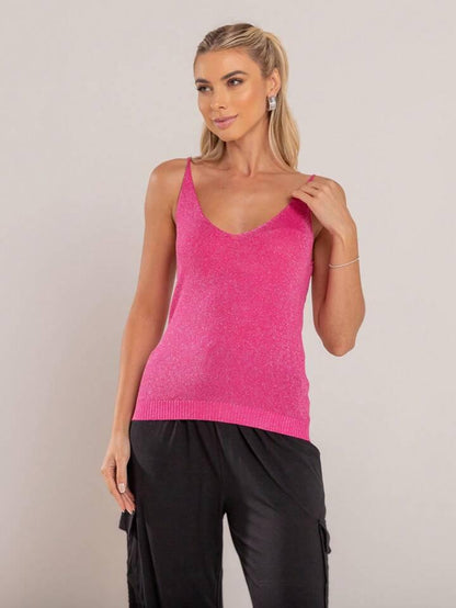 Glitter Jersey Thin Spaghetti Top - Styledd by L&M